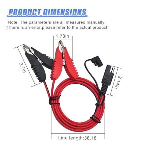3.2FT 12V 14AWG Alligator Butterfly Clip to SAE Connector, Battery Charging Wire for Car Solar Power, Quick Release Adapter Extension Cable with Clamp, Fit for Car, Motorcycle (ButterflyClip) - size: ButterflyClip
