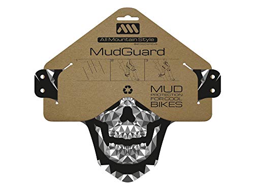 MTB Front Wheel Mud Guard - Lightweight & Durable Protection - Universal Fit - Protect Against Mud, Water Spray and More - color: Grey/Skull