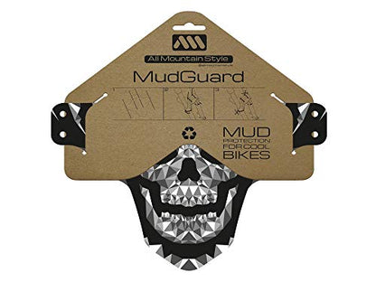 MTB Front Wheel Mud Guard - Lightweight & Durable Protection - Universal Fit - Protect Against Mud, Water Spray and More - color: Grey/Skull