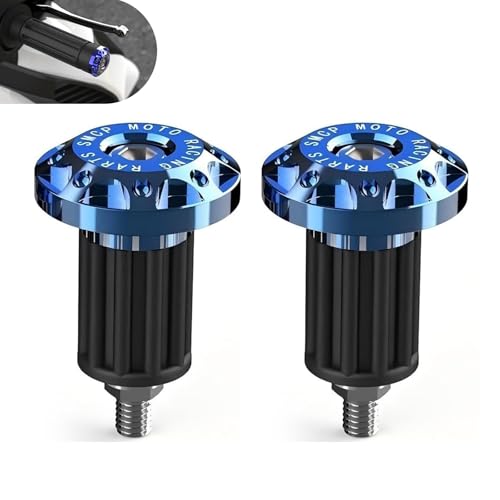 2 PCS Motorcycle Handlebar End Plugs, Anti-Drop Wear-Resistant Alloy Handlebar Grip End Caps, Decor & Protection, for Bikes Scooters Motorcycles (Blue) - color: Blue