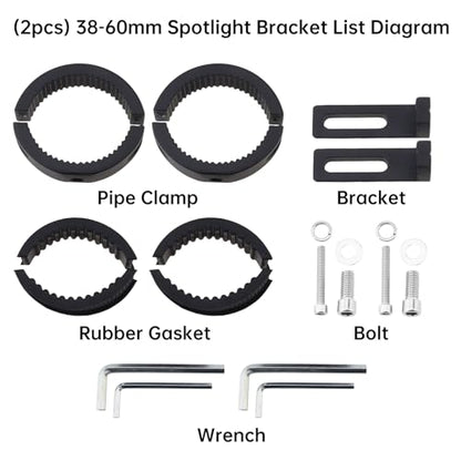 Windance Pack of 2, Light Bar Mounting Bracket, Foglight Clamp Auxiliary Light Fork Tube Clamps for Motorcycle Bicycle Scooter Mountain Bike ATV UTV (Large) - size: Large