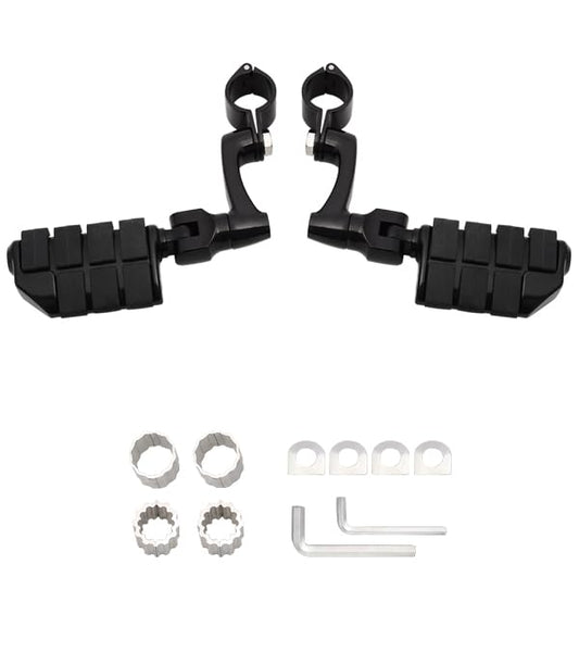FOVPLUE Motorcycle Highway Footpegs,Highway Peg for Harley Touring Softail Dyna Sportster Honda Kawasaki Suzuki Yamaha Indian Victory w/ 25-35mm,1'',1.25'',1.3'' Engine Guards/Tubing,Gloss Black - color: GLOSS BLACK For Lion Paw Style