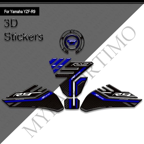 Motorcycle Tank Pad Compatible with Yamaha YZF R9 YZFR9 2025 2026 Motorcycle Fuel Tank Protector Gas Tank Decals YZF R9 Tank Pad Fuel Tank Kit Knee Stickers Decals Protection (A-11) - color: A-11