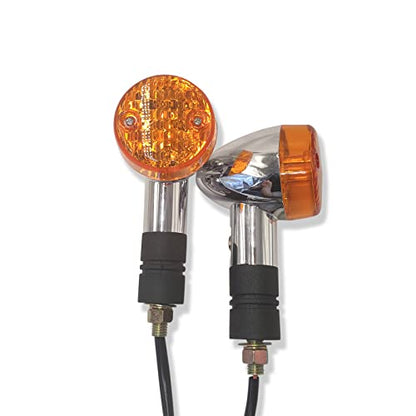 Universal 4pcs LED Motorcycle Turn Signals Chrome Bullet Front Rear Lights Blinker Indicator 12V Compatible with Honda Harley Kawasaki Suzuki Yamaha