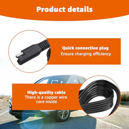 12Ft SAE Cable Replacement for Battery Tender Extension Cable - Compatible with Battery Tender Chargers Quick Connect Plugs for Motorcycles, Cars, ATVs, and More (081-0148-12)（1PC - size: 1