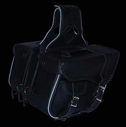 Twin Strap Black Pac Vinyl Throw Over Motorcycle Cruiser Saddlebags