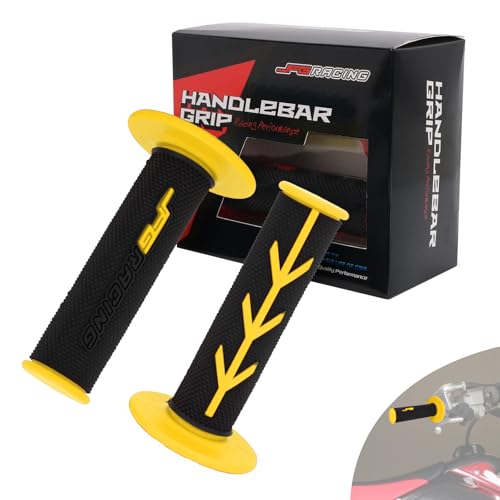 JFG RACING 7/8" Motorctcle Grips,22mm 24mm Non Slip Dirt Bike Hand Handlebar Glue Universal for Most Pit Bike Motercross KLX KX EXC XC SX CRF CR YZ WR DRZ RMZ 50 85 100 150 250 350 450 - color: Yellow