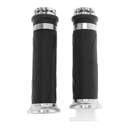 7/8" 22mm 15/16" 24mm Motorcycle Hand Grips Cover Kit Non Slip Rubber Handlebar End Grips for Motorcycle Scooter Bicycle ATV Silver Tone - color: Silver Tone