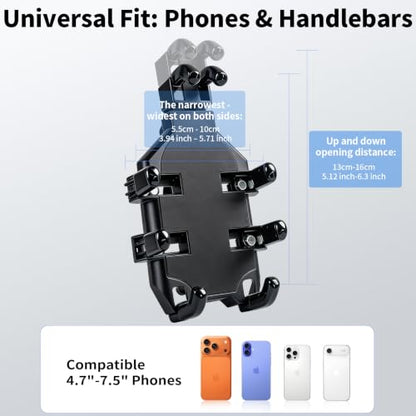 ZNH Bike Phone Holder, Bicycle Phone Mount - Bike Accessories | Phone Holder for Ebike,Scooter,Motorcycle, Secure Holder for 4.8-7.2 Inch All Cell Phones (Black)