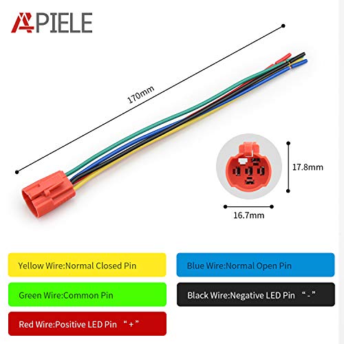 APIELE 16mm Latching Push Button Switch 12V DC Angel Eye Halo Ring LED Metal 1NO1NC SPDT with Wire Socket Plug (White) - color: Silver Shell-White, size: Silver Shell