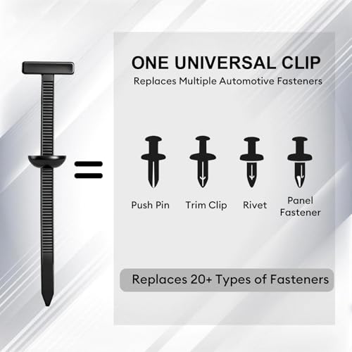 150 Pack Heavy Duty Nylon T-Style Cable Tie Buckle Push Pin Retainer Clips, Self-Locking Automotive Plastic Rivet Fasteners for Fender Liner, Bumper, Splash Shield & Trim, Universal Fit