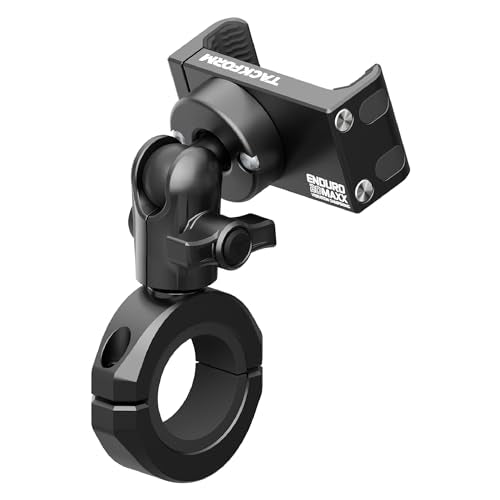 Tackform Black Motorcycle All Metal Phone Mount - Vibration Dampening 20MAXX Spring Cradle | Universal Clamp Fits 1-1/4" to 1-1/2" Handlebars | Compatible with iPhone, Galaxy, More | Short Reach - color: Black, size: 1-1/4" to 1-1/2"