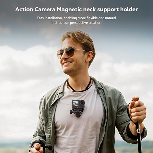 Magnetic Neck Brace with Limiting Rope for osmo Action 6/5/4,for GoPro Max Hero,for Insta360 and Other Wearable Cameras