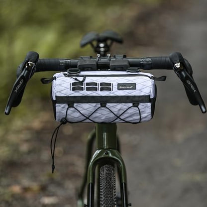 Rhinowalk Bike Handlebar Bag 2.8L Waterproof Front Tube Bag for Road, Gravel, and Mountain Bikes, Cylindrical EVA Frame Pack with Shoulder Strap (White) - color: White