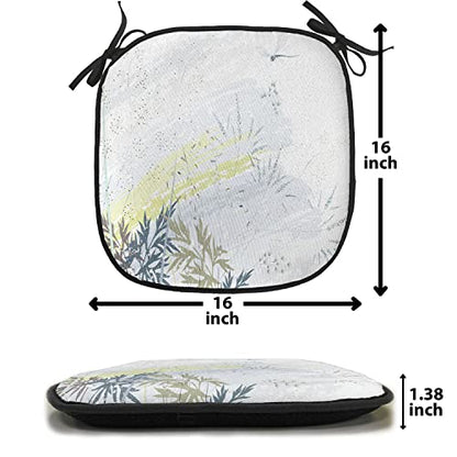 Lunarable Dragonfly Chair Cushion Pad, Wild Herb Grass Field Distressed Background with Dragonflies Lifestyle Graphic, Seat Padding for Kitchen & Patio with Anti-Slip Backing, 16"x16", Grey Green - color: Grey Green, size: Pack of 1