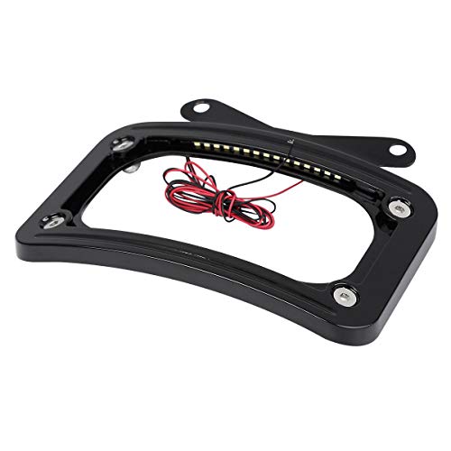TCT-MOTORPARTS Curved License Plate Frame W/LED Light Fit for Harley Touring Street Glide 2010-2025, FLHX, FLHXS, FLHXST, FLTRX, FLTRXS, and FLTRXST - color: Black
