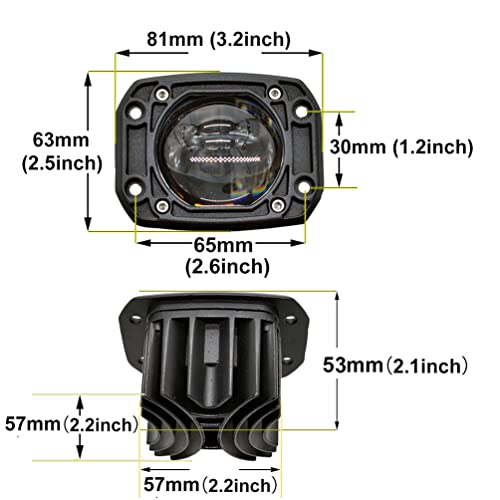 3 Inch Flush Mount LED Pods Light Spot Driving Off Road Light 8D 30W Far & Wide Led Light Bar Cube Lights Offroad Fog Lights Fit for Offroad Trucks ATV UTV SUV Car - color: 2pcs Square