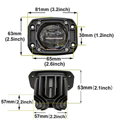 3 Inch Flush Mount LED Pods Light Spot Driving Off Road Light 8D 30W Far & Wide Led Light Bar Cube Lights Offroad Fog Lights Fit for Offroad Trucks ATV UTV SUV Car - color: 2pcs Square
