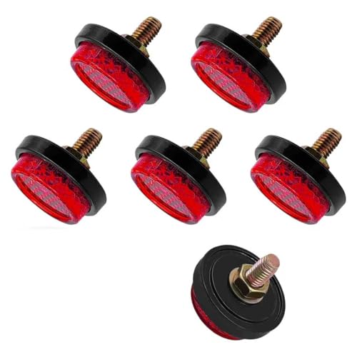 6 Pcs Mini Reflectors with Bolts and Nuts,Round Reflector for Motorcycle,M5 Screw Tag Bolt,Universal Motorcycle,Bicycle,Tractor Accessories (Red) - color: Red