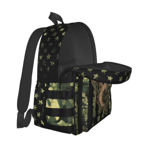 Camo Fish Backpack Bookbag Laptop Backpacks Multipurpose Daypack for Boys Girls School Men Women Travel Hiking - color: Camo Flag