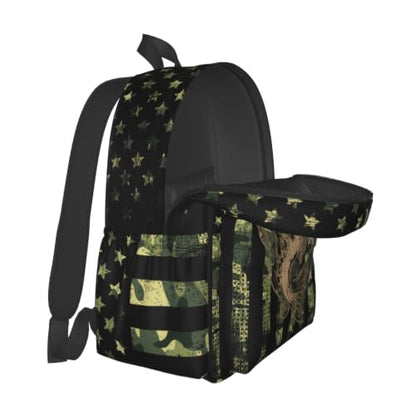 Camo Fish Backpack Bookbag Laptop Backpacks Multipurpose Daypack for Boys Girls School Men Women Travel Hiking - color: Camo Flag
