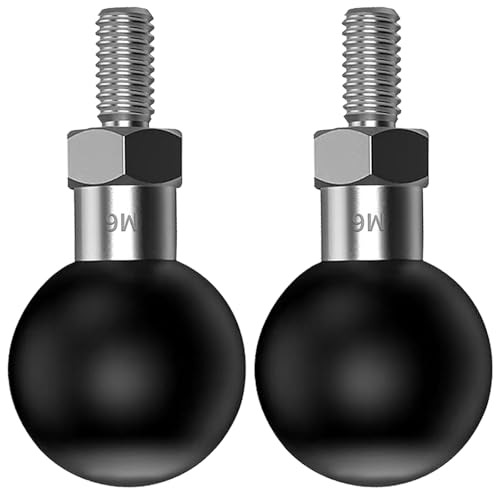 1 inch Ball Mount with M6 x 1.0mm Threaded Post Compatible with RAM Mounts Socket Arm in B Size for Action Camera/GPS/Bike/Motorcycle/ATV Phone Holder/Rearview Mirror (Black 2) - color: Black 2