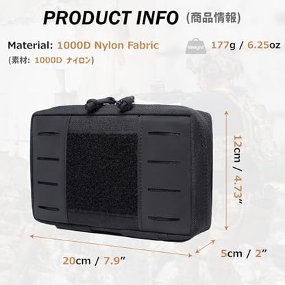 Azarxis Tactical Mini Belt Pouches, Multi-Purpose Small Battery Case Compact Utility EDC Card Slot Holder Waist Bags Military Molle Pack Sundries Storage Pack - color: #04 Black - with Waterproof Pocket