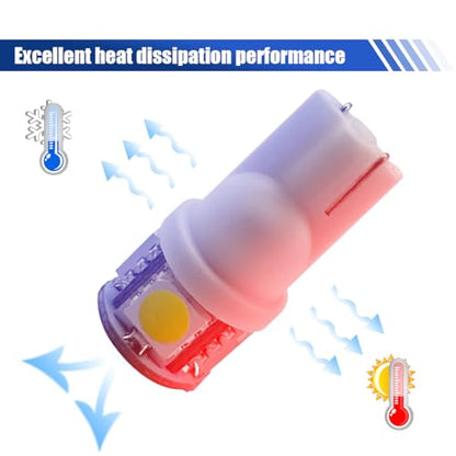 Craedli 2PCS 194 LED Light Bulbs, 12V T10 2825 168 Car License Plate Lights with 5SMD 5050 Chips, 6000K White Bright Wedge Base Lamp Replacement for Car Interior Dome Map(White) - color: White