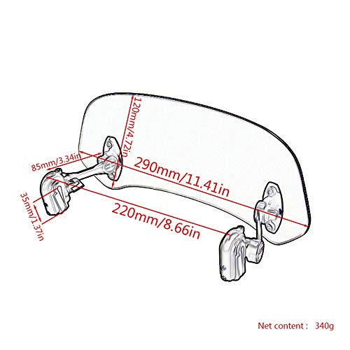 Motorcycle Adjustable Clip-On Windshield Windscreen Extension Spoiler Deflector (gray) - color: gray