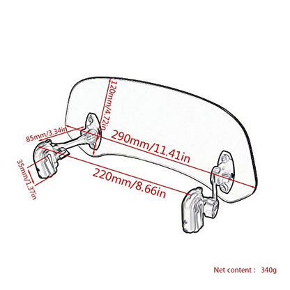 Motorcycle Adjustable Clip-On Windshield Windscreen Extension Spoiler Deflector (gray) - color: gray