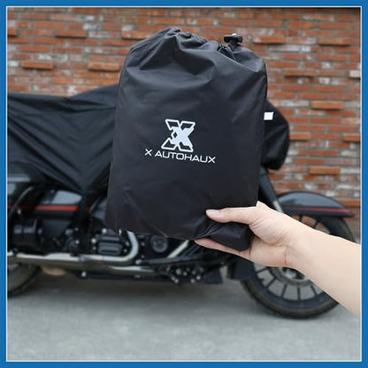 Motorcycle Cover Lightweight Half Cover Outdoor Waterproof Rain Dust Protector Black XL for Most Full Dress Touring Cruiser Item Replacement