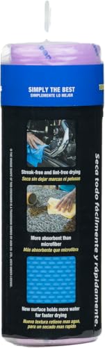 CleanTools The Absorber® Small 17-Inch x 13-Inch, Textured Surface - Synthetic Premium Drying Chamois Cloth for Cars & Bikes - Super Absorbent, Scratch-Free & Machine-Washable (Purple) - color: Purple