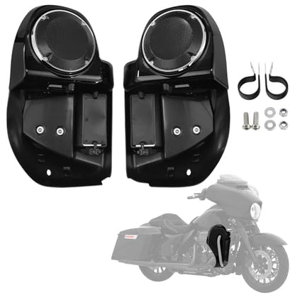 XFMT Motorcycles Vivid Black Lower Vented Leg Fairing W/Speaker Box Pods & Grills Fit For Harley Touring Air-Cooled Road King Street Glide Road Glide Electra Glide 2014-2024 - color: W/ Speaker Pods & Grills For '14-Later