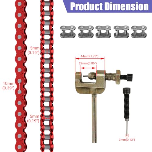 Red 35 Chain Compatible with Mini Bike Coleman CT100U CC100X Baja DB30 Motovox MBX10 MBX11 Predator 79cc 97cc 100cc Mega Moto MM-B80 105cc Powersports Parts 140 Link 35 Chain Breaker - color: Red