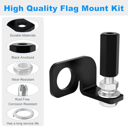 Bike Flag Mount Kit FOR Dirt Bike Flag Mount Motorcycle Motocross Dune Flag UTV ATV - 1/4" Pole, 22.5mm Rear Axle Diameters - 2 Pack