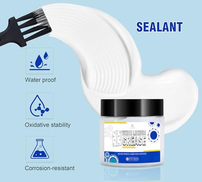 White Lithium Grease 4oz - Multi-Purpose High Temp Lithium Lubricant for Automotive, Marine, Industrial Use - Multi-Purpose Gear Lubricant for Bearings, Chains, Gears - Dielectric Grease with Brush