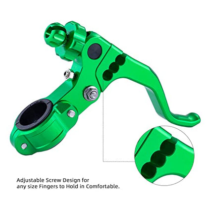 7/8‘’ 22mm Universal Motorcycle CNC Short Stunt Clutch Lever Aluminum Alloy Clutch Handlebar Compatible with Most Motorcycles Dirt Bike-Green - color: Green