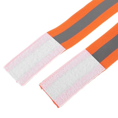 4pcs Reflective Leg and Arm Bands for Cycling Adjustable High Visibility Elastic Straps, Wide Safety Bands for Night Riding and Running, Orange