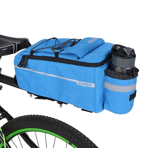 Lixada Bike Panniers Bike Trunk Bag Insulated Bag for Warm/Cool Items, Bicycle Rear Rack Storage Luggage Bicycle Seat Multifunctional Insulated Trunk Cooler Bag Shoulder Bag 11.4 6.3 6.7in - color: Blue