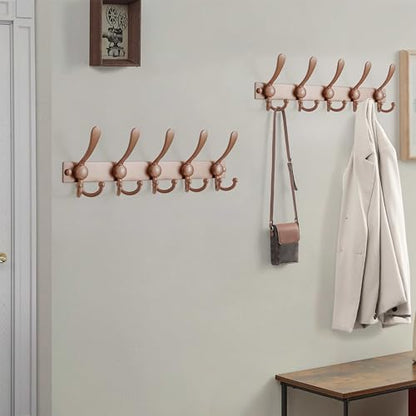 Dseap Coat Rack Wall Mount, Heavy Duty 12-Gauge Base vs Flimsy 1mm, Double-Thick Solid Anti-Snap Hooks, 16” Stud-Mount, Stainless Steel Hanger for Clothes Hat Entryway Closet Mudroom, Rose Gold - color: Rose Gold, size: L=17" (1pcs)