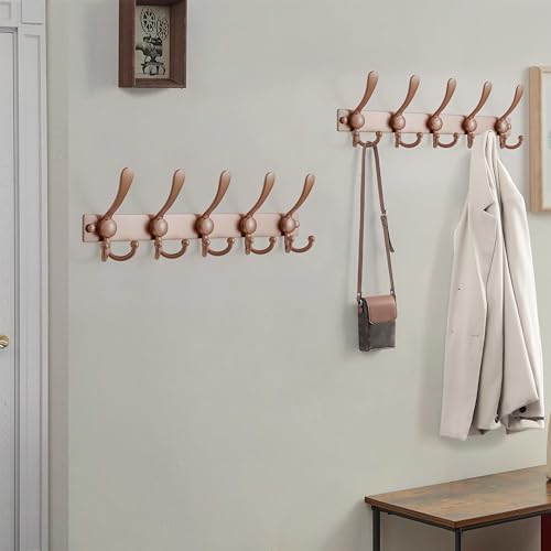 Dseap Coat Rack Wall Mount, Heavy Duty 12-Gauge Base vs Flimsy 1mm, Double-Thick Solid Anti-Snap Hooks, 16” Stud-Mount, Stainless Steel Hanger for Clothes Hat Entryway Closet Mudroom, Rose Gold - color: Rose Gold, size: L=17" (1pcs)