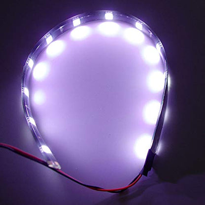 DC 12V Waterproof 1Ft 12 LED Strip Underbody Light with 6 inches Wires for Motor (White,Pack of 6) - color: White