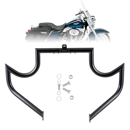 Kinglemc Crash Bar Engine Guard Highway Bar for Harley Davidson Touring Road King Street Glide Electra Glide CVO and Trike Models 97-08 (Mustache Black) - color: Black-C