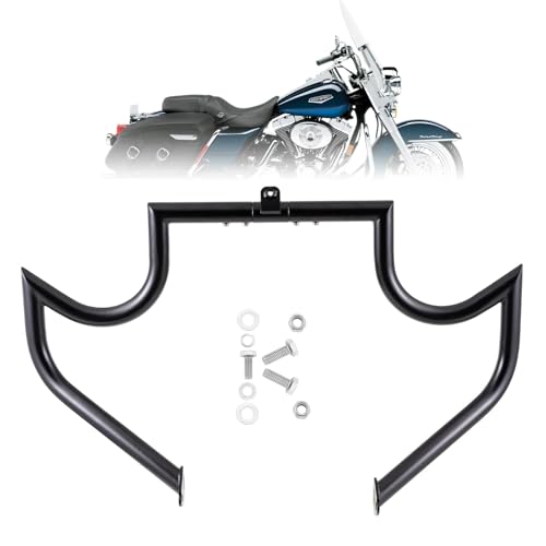 Kinglemc Crash Bar Engine Guard Highway Bar for Harley Davidson Touring Road King Street Glide Electra Glide CVO and Trike Models 97-08 (Mustache Black) - color: Black-C