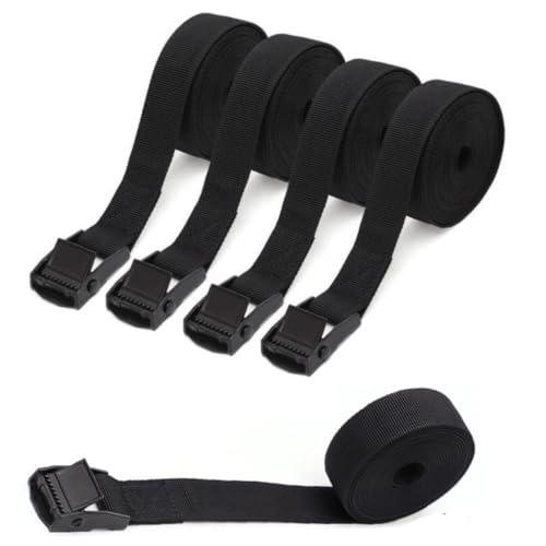 4 Pcs Tie Down Straps Adjustable 3.3' x 1" Nylon Lashing Straps with Buckles Load-Bearing 550 lbs Heavy Duty Black Tension Strap for Bike Motorcycle Cargo Boat