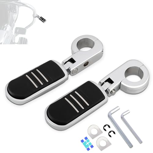 1.25" (32mm) Adjustable Highway Foot Pegs w/Mounting P-Clamps for Harley Davidson Touring Street Glide/Road Glide/Electra Glide/Road King Motorcycle with 1-1/4" Crash Bar,CHROME#1