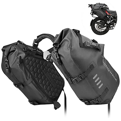 Rhinowalk Motorcycle Saddlebags 48L(24L*2) Waterproof Motorbike Side Bags, Travel Luggage Panniers with Shoulder Strap for Adventure & Sport Motorcycle Racks, 1 Pair - size: 48L
