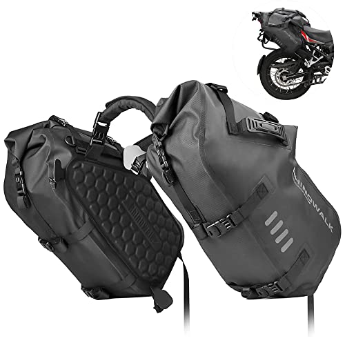 Rhinowalk Motorcycle Saddlebags 48L(24L*2) Waterproof Motorbike Side Bags, Travel Luggage Panniers with Shoulder Strap for Adventure & Sport Motorcycle Racks, 1 Pair - size: 48L