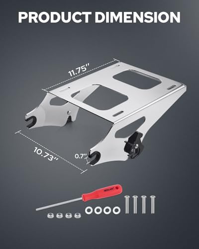 Benlari Thicker Tour Pack Mount Detachable 2-Up Trunk Tour Pack Mounting Rack Fit for Harley Davidson Touring Street Glide Road King Road Glide Electra Glide 2014-2024 (Chrome) - color: Chrome