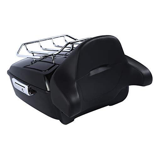Vivid Black King Tour Luggage Trunk Backrest Mounting Rack Plate Fit for Harley 2014-2025 Touring Electra Glide CVO Street Road Glide Road King - color: Black King Trunk Backrest #02